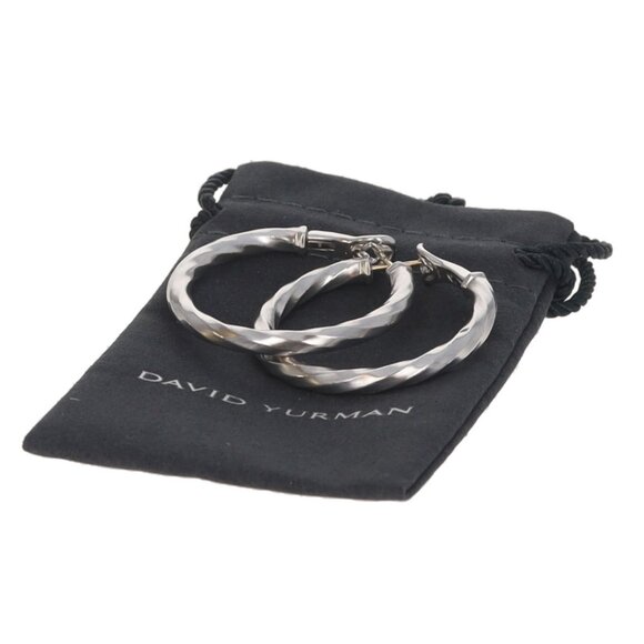 David Yurman Cable Edge Hoop Earrings - Sterling Silver 925 Yellow Gold 14k - Picture 6 of 6